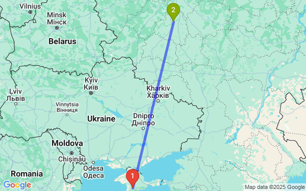 Маршрут из Симферополя в Тулу