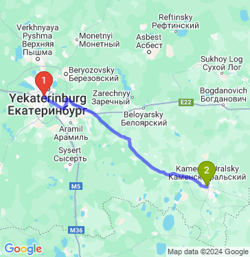 Маршрут из Екатеринбурга в Каменск-Уральский