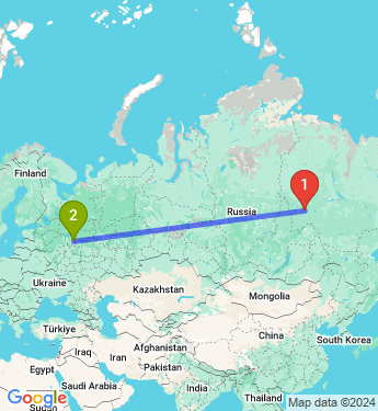 Маршрут из Мирного в Ярославль