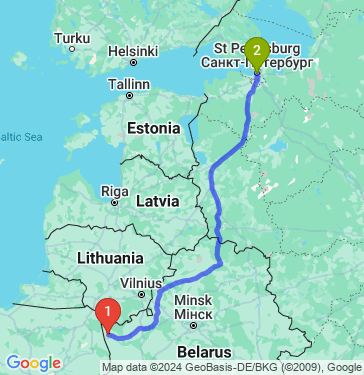 Маршрут из Гродно в Санкт-Петербург