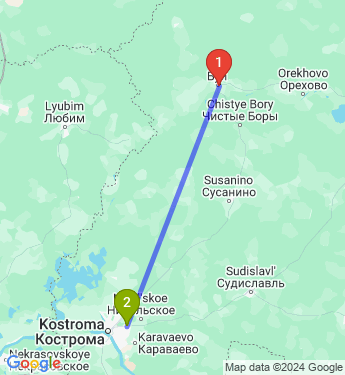 Маршрут из Буя в Кострому