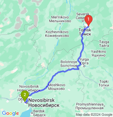 Маршрут из Томска в Новосибирск