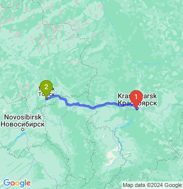 Маршрут из Красноярска в Томск