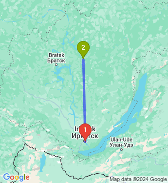 Маршрут из Иркутска в Железногорска-Илимского