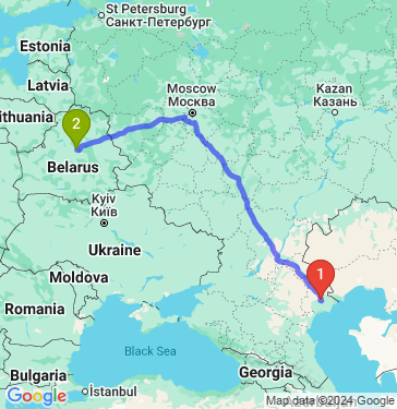 Маршрут из ул. Адмирала Нахимова в Жодино