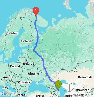 Маршрут из Мурманска в Дербента