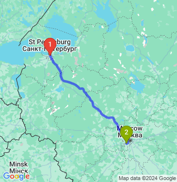 Маршрут из Санкт-Петербурга в Москву