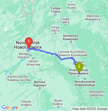Маршрут из Новосибирска в Киселевска