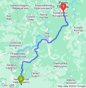 Маршрут из Перми в Нефтекамска