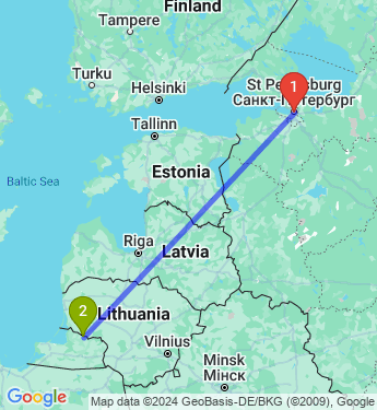 Маршрут из Санкт-Петербурга в Советск