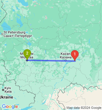 Маршрут из Нижнекамска в Москву