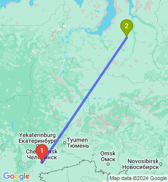Маршрут из Челябинска в Новый Уренгой