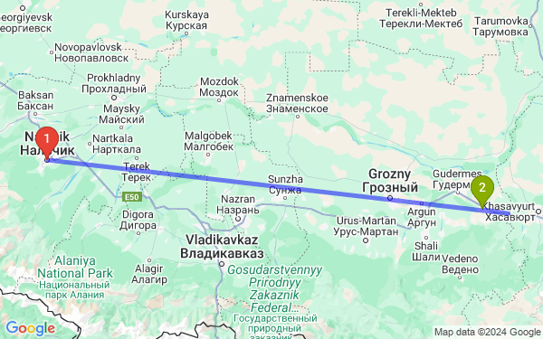 Маршрут из Нальчика в Герзель-Аул