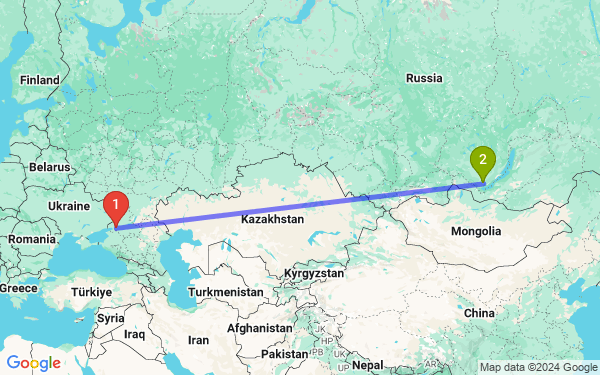 Маршрут из Ростова-на-Дону в Иркутск