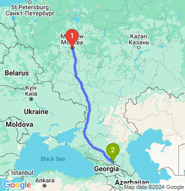Маршрут из Москвы в Владикавказ