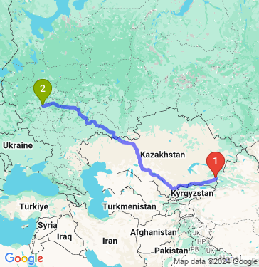 Маршрут из Хоргоса в Москву