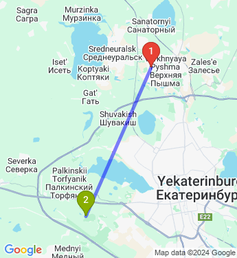 Маршрут из Верхней Пышмы в Екатеринбург