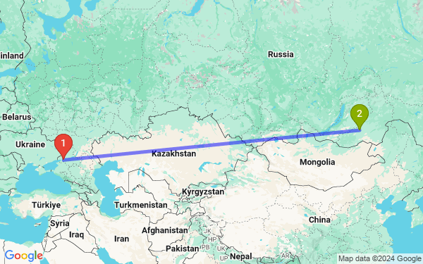 Маршрут из Ростова-на-Дону в Читу