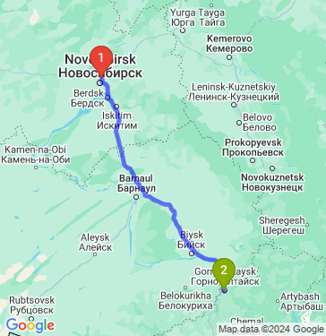 Маршрут из Новосибирска в Горно-Алтайска