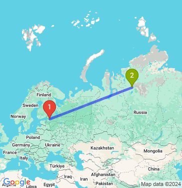 Маршрут из Санкт-Петербурга в Норильск