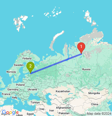 Маршрут из Норильска в Санкт-Петербург