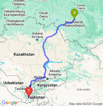 Маршрут из Душанбе в Новосибирск