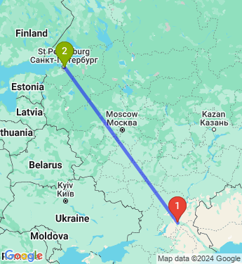 Маршрут из Волгограда в Санкт-Петербург