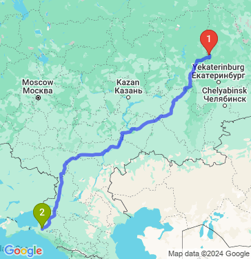 Маршрут из Качканара в Славянск-на-Кубани