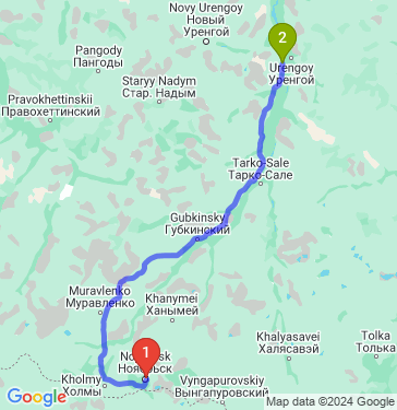Маршрут из Ноябрьска в Новый Уренгой