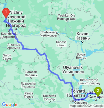 Маршрут из Чкаловска в Самару
