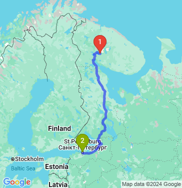 Маршрут из Апатитов в Санкт-Петербург