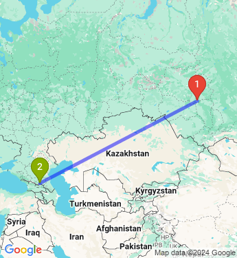 Маршрут из Томска в Владикавказ