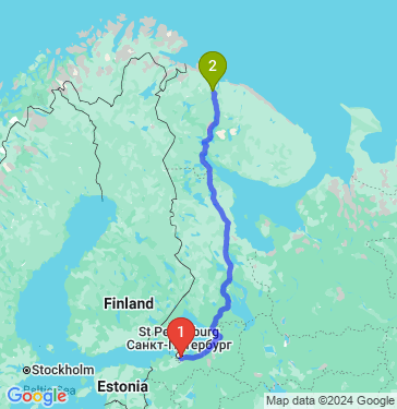 Маршрут из Санкт-Петербурга в Мурманск