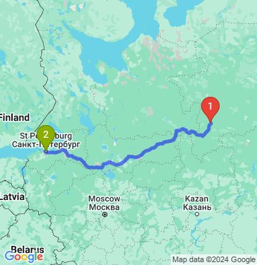 Маршрут из Сыктывкара в Санкт-Петербург
