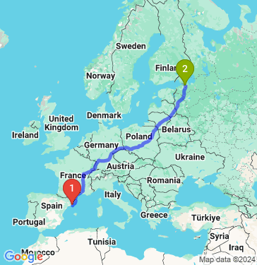 Маршрут из Барселоны в Санкт-Петербург