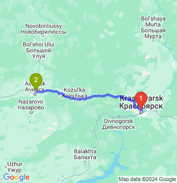 Маршрут из Красноярска в Ачинска