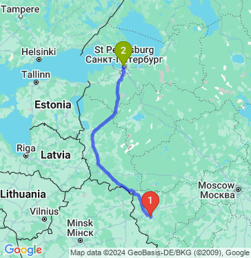 Маршрут из Смоленска в Санкт-Петербург