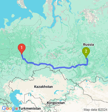 Маршрут из Юрлы в Лесосибирск