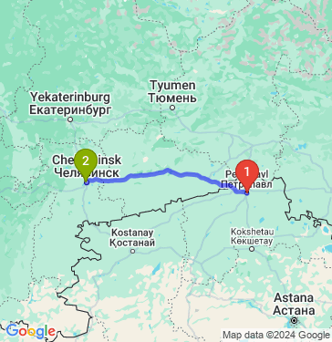 Маршрут из Петропавловска в Челябинск