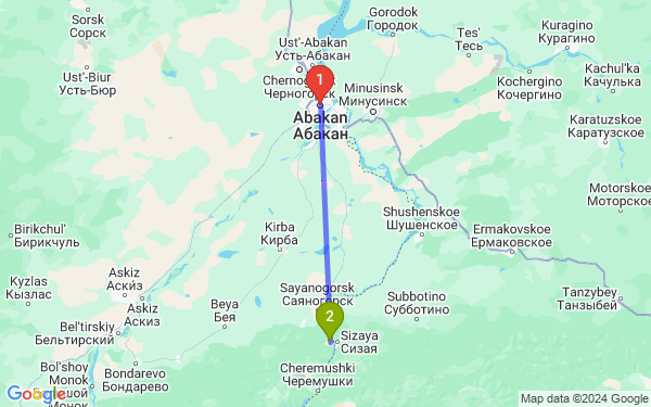 Маршрут из Абакана в Майну