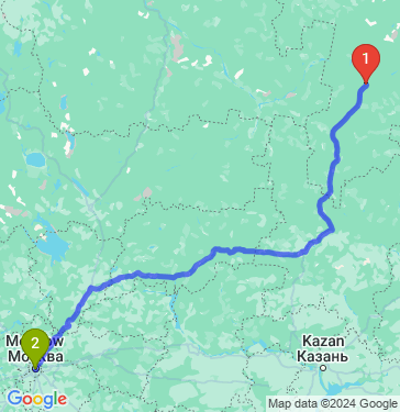 Маршрут из Сыктывкара в Москву