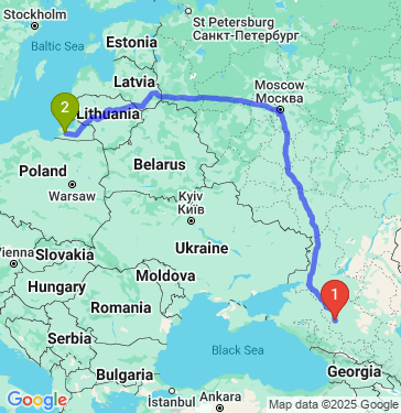 Маршрут из Михайловска в Калининград