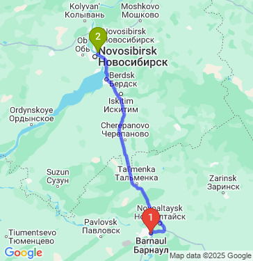 Маршрут из Барнаула в Новосибирск