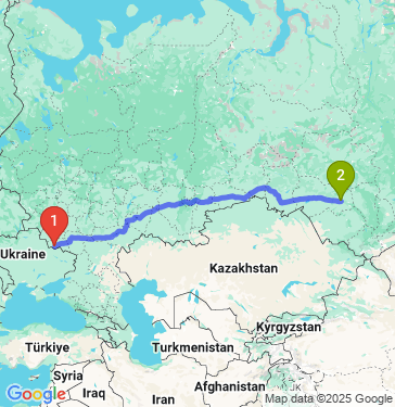 Маршрут из Белгорода в Новосибирск