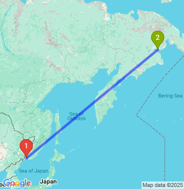 Маршрут из Владивостока в Анадырь