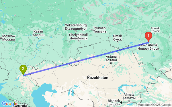 Маршрут из Новосибирска в Волгоград