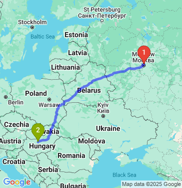 Маршрут из Москвы в Будапешта