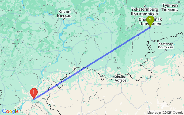 Маршрут из Волжского в Челябинск