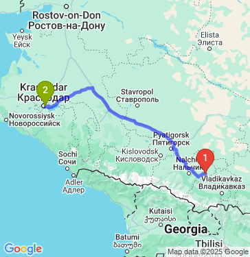 Маршрут из Терека в Краснодар