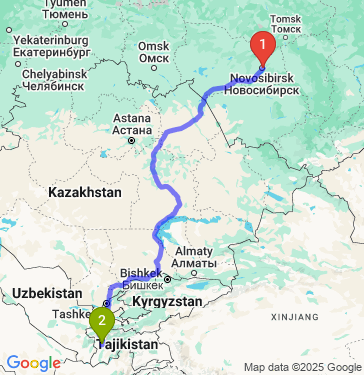 Маршрут из Новосибирска в Душанбе